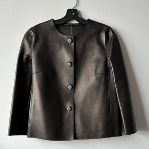 Dolce and Gabbana leather 3/4-sleeve jacket